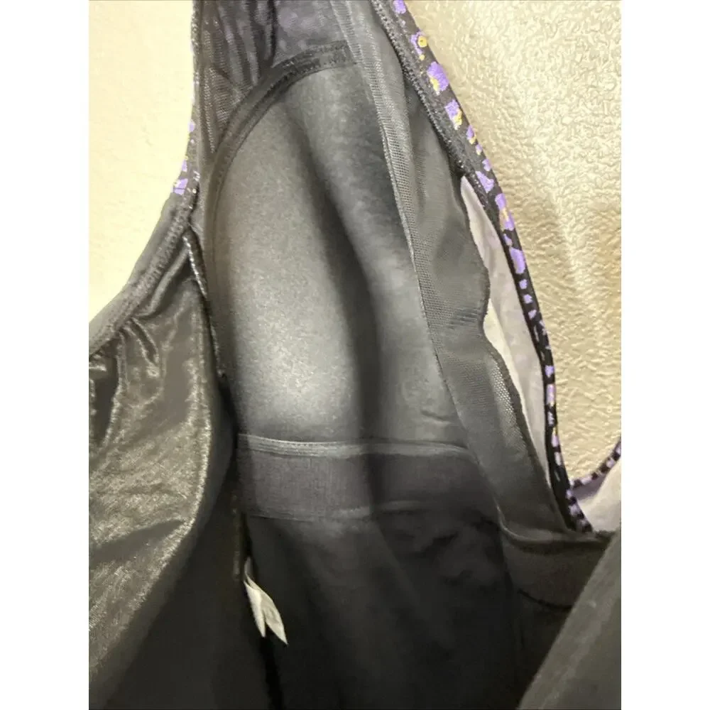 Longitude One Piece Swimsuit Plus Size 24W Black Purple Gold Wrap Front Leopard
